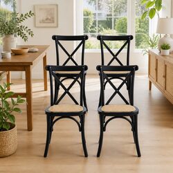 Value-Driven Set of 4 Rattan Seat Dining Chairs