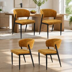 Comfortable Yellow Linen Dining Chairs Set of 4 for Value