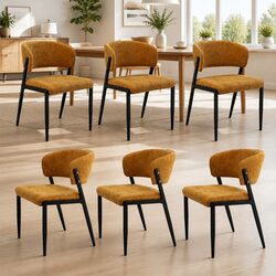 Comfortable 6-Piece Dining Chair Set in Mustard Yellow