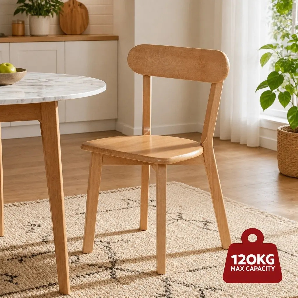 Dining Chairs Kitchen Accent Seating Rubber Wood Frame Natural Pine 2 Piece