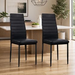 Value-Packed Dining Chairs Set of 4 in Black PVC Leather
