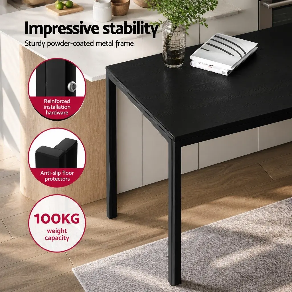 Dining Table and 4 Chairs Set Black Rectangular Kitchen Dining Room Furniture