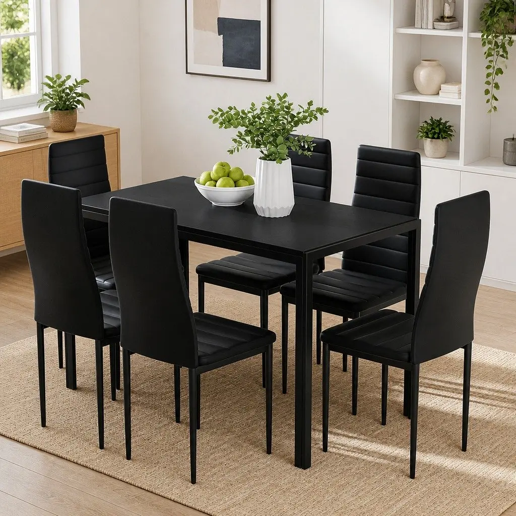 7 Piece Dining Set in Black