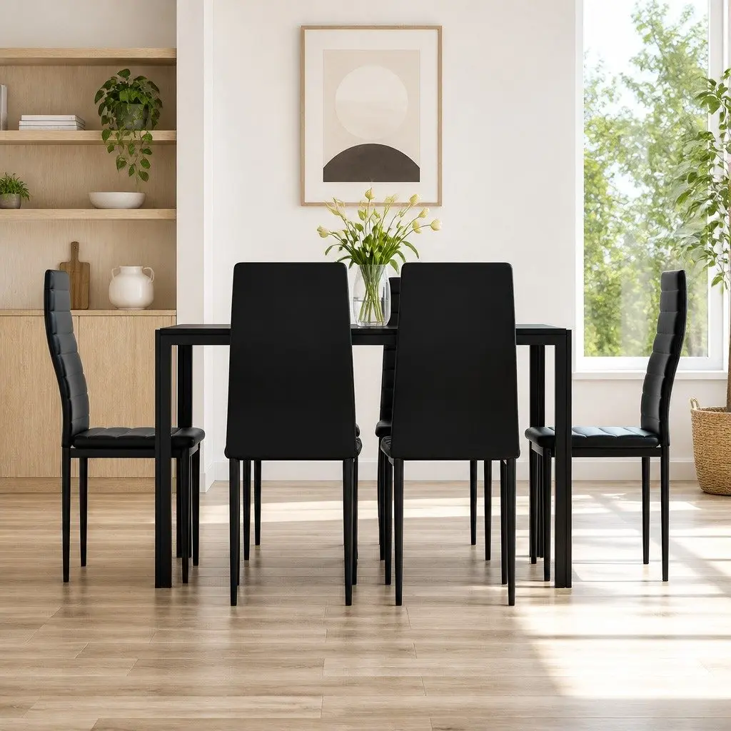7 Piece Dining Set in Black