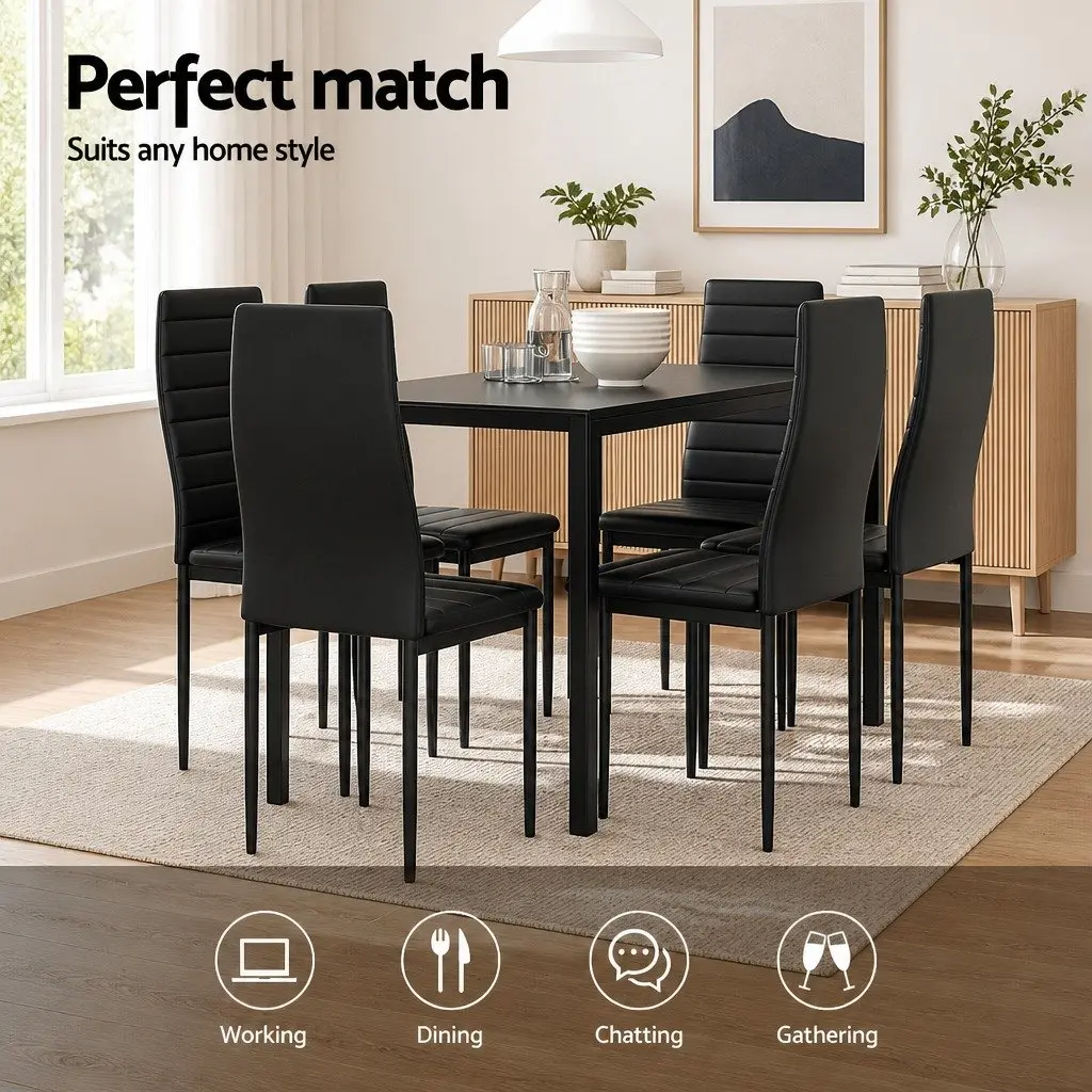 7 Piece Dining Set in Black