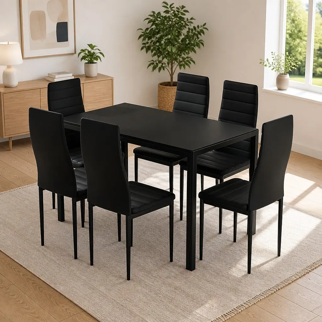 7 Piece Dining Set in Black