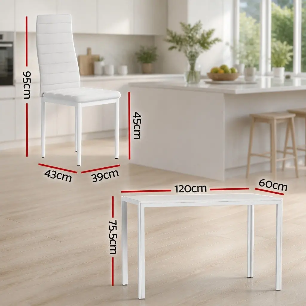 Dining Table and 6 Chairs Set Of 7 White Rectangular Kitchen Dining Room Set