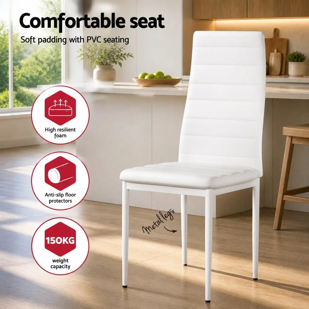 Dining Table and 6 Chairs Set Of 7 White Rectangular Kitchen Dining Room Set