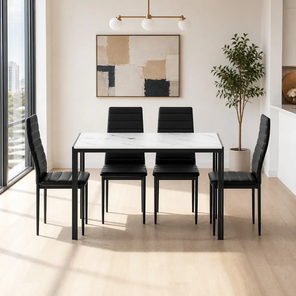 Marble Effect Dining Table with Chairs