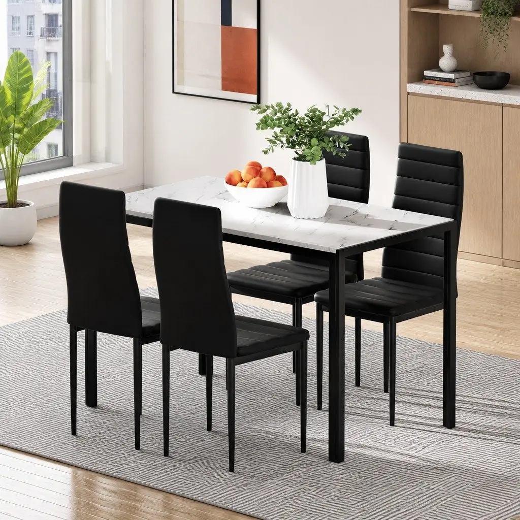 Marble Effect Dining Table with Chairs
