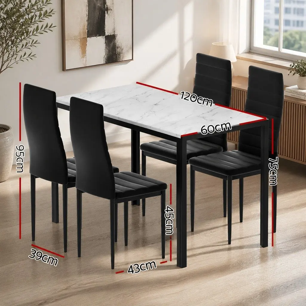 Marble Effect Dining Table with Chairs