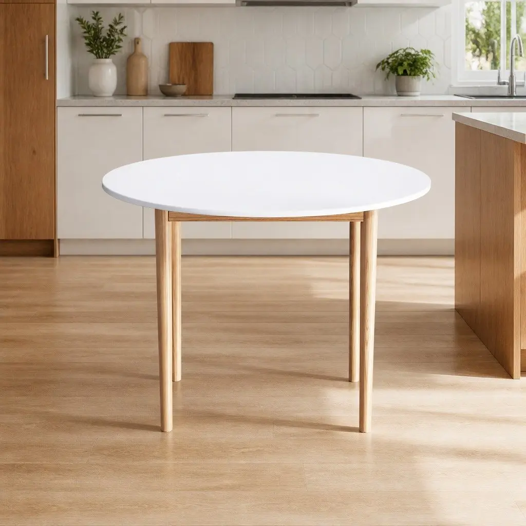 108CM Round Dining Table in White Finish