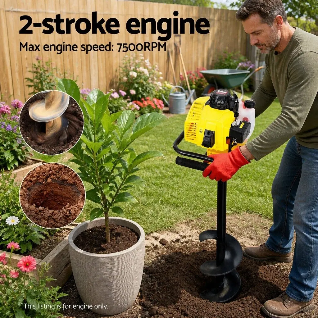 Petrol Post Hole Digger 63CC Outdoor Equipment Single Cylinder 2-Stroke Yellow