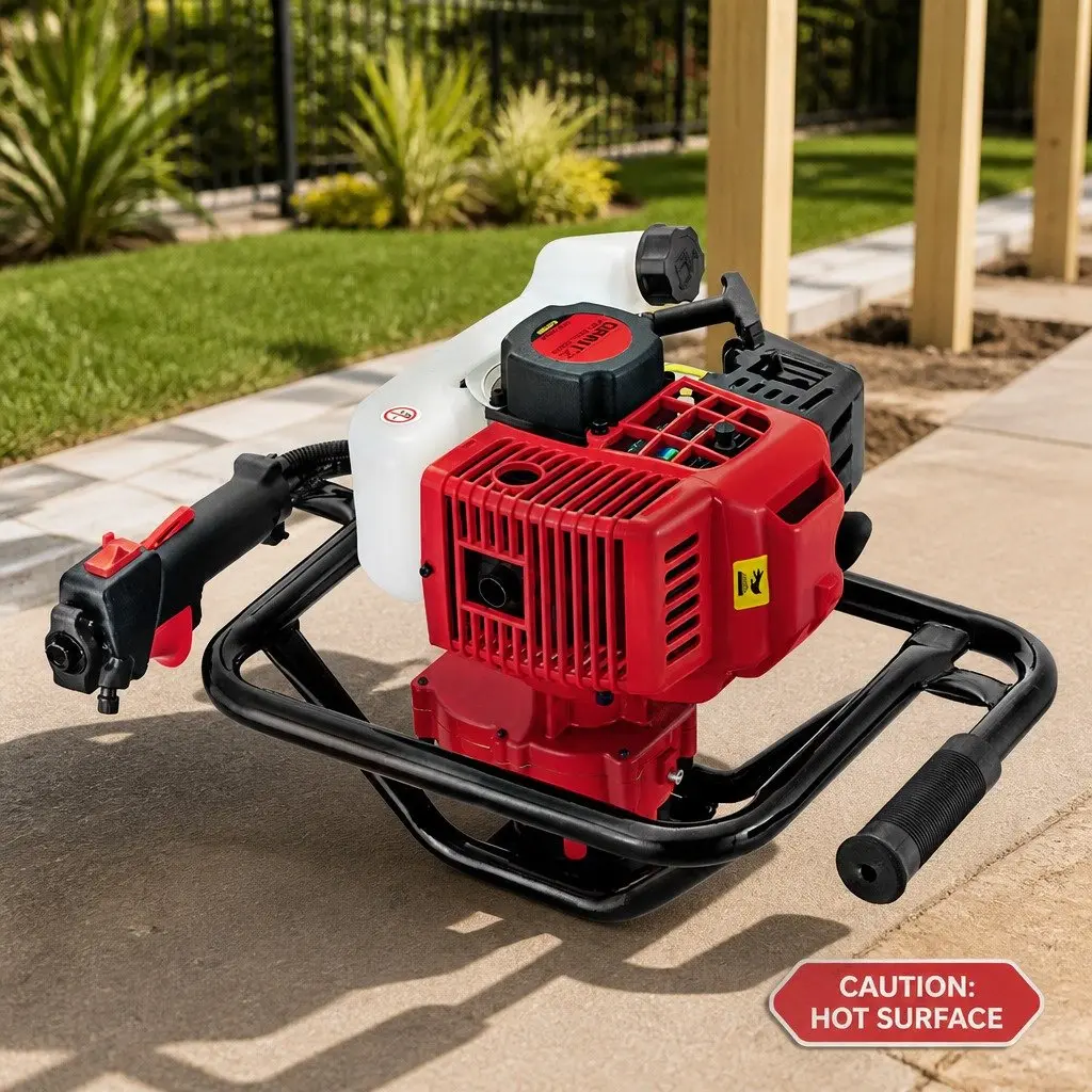 Petrol Post Hole Digger 65cc 2-Stroke Engine Red and Black