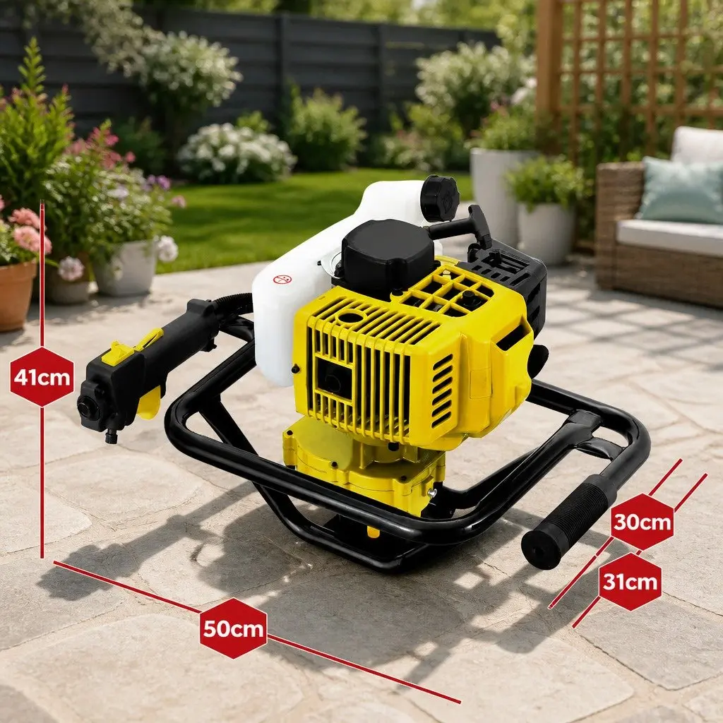 Post Hole Digger Motor Engine 65cc Petrol Gearbox Power Tool Yellow