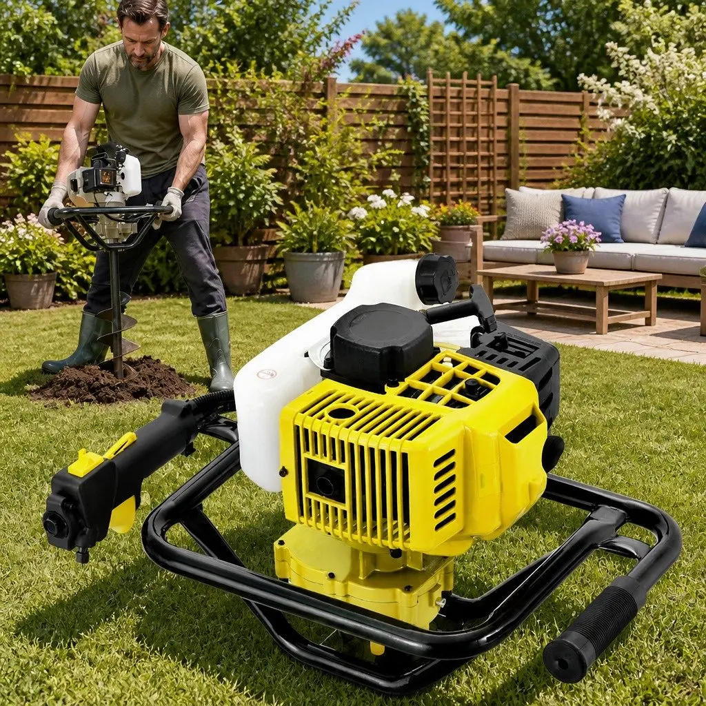 Post Hole Digger Motor Engine 65cc Petrol Gearbox Power Tool Yellow