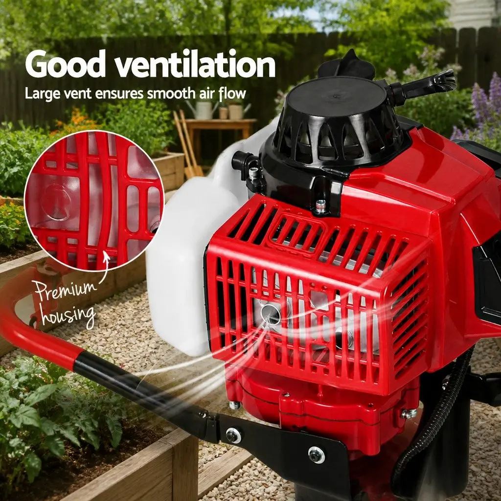 Post Hole Digger Petrol Engine Auger 63cc 2-Stroke Outdoor Power Equipment Red or Black