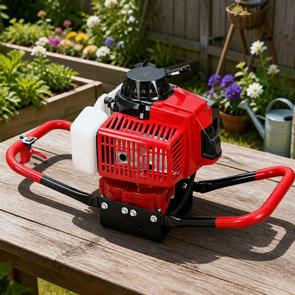 Post Hole Digger Engine Motor 63cc 2-Stroke Red Black