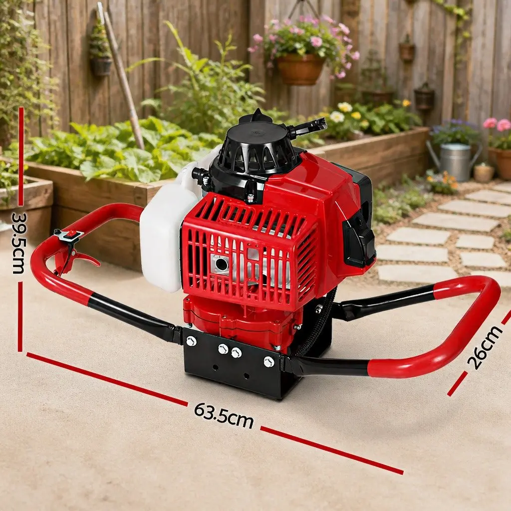 Post Hole Digger Engine Motor 63cc 2-Stroke Red Black
