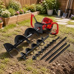 Petrol Post Hole Digger 65cc 2-Stroke Engine Auger Kit Extension Bits