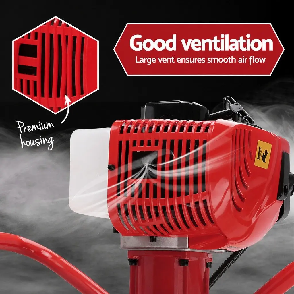Post Hole Digger Motor 65cc Petrol Engine 2-Stroke Red and Black