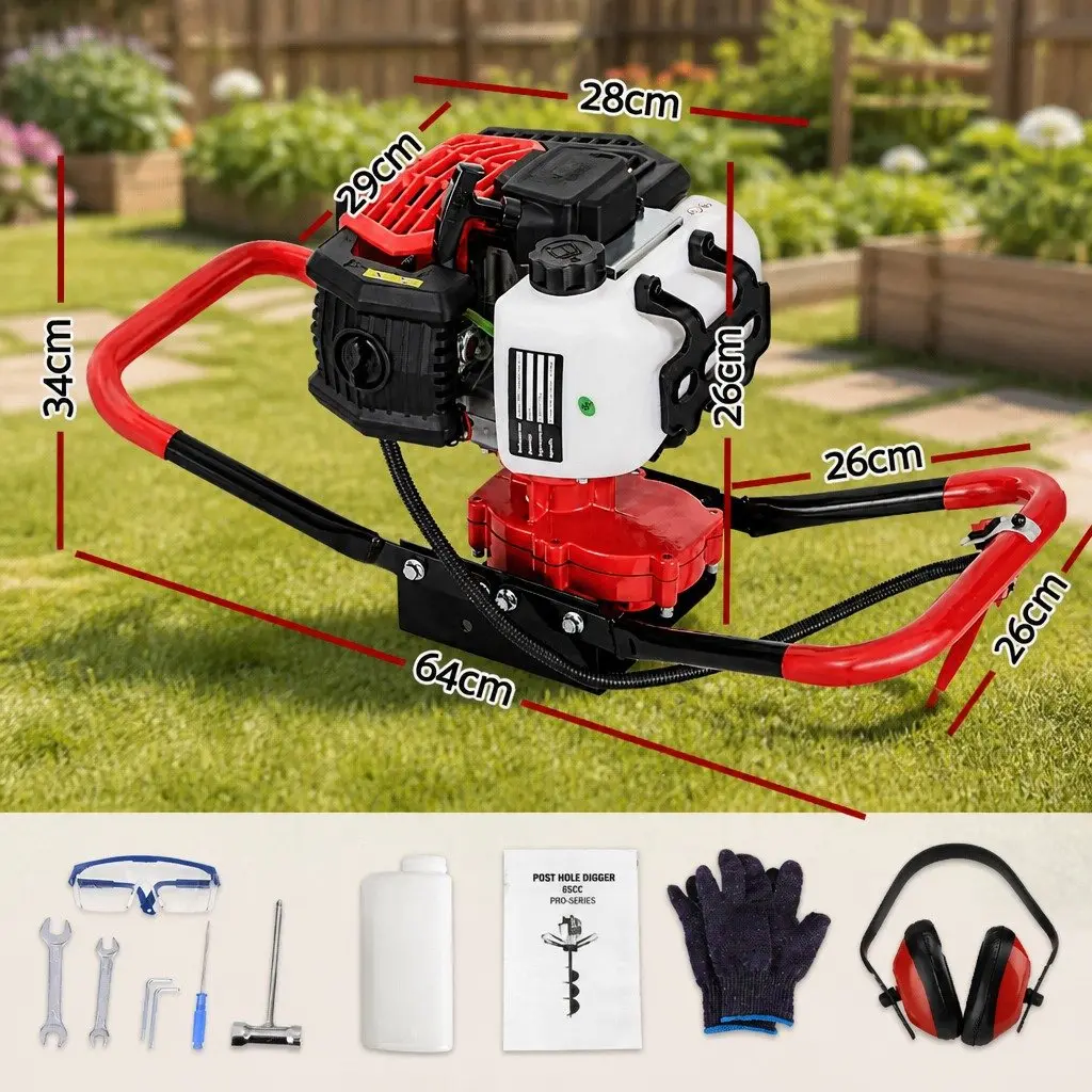 Post Hole Digger Engine 65CC Petrol Motor Single Cylinder 2-Stroke Red