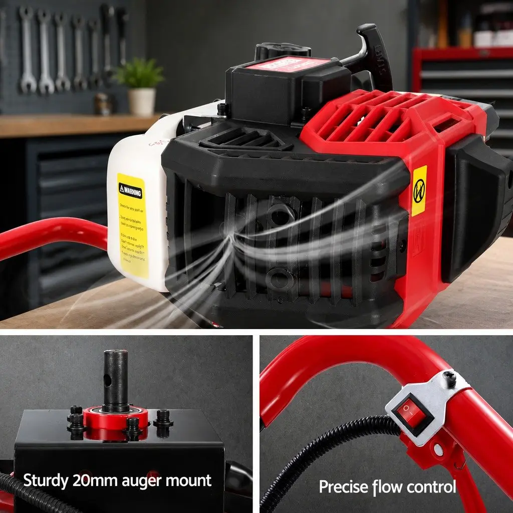Post Hole Digger Engine 65CC Petrol Motor Single Cylinder 2-Stroke Red