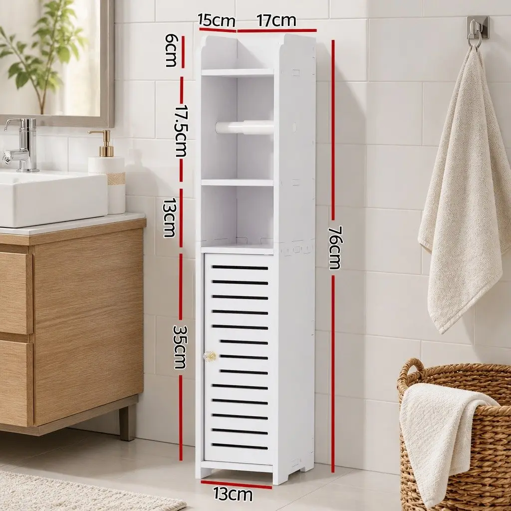 White Bathroom Cabinet with Storage 76cm