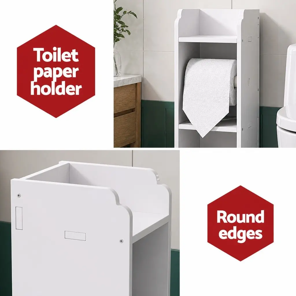 White Bathroom Cabinet with Storage 76cm