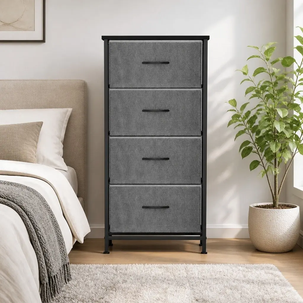 Chest of Drawers Storage Dresser 4 Drawers 47cm W Grey Black