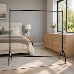Metal Clothes Rack Airer with Wheels Coat Stand 6FT Rail Black Storage