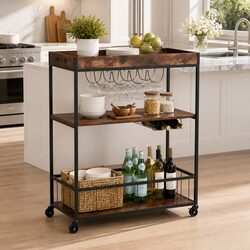 Walnut Kitchen Serving Cart: Practical and Stylish