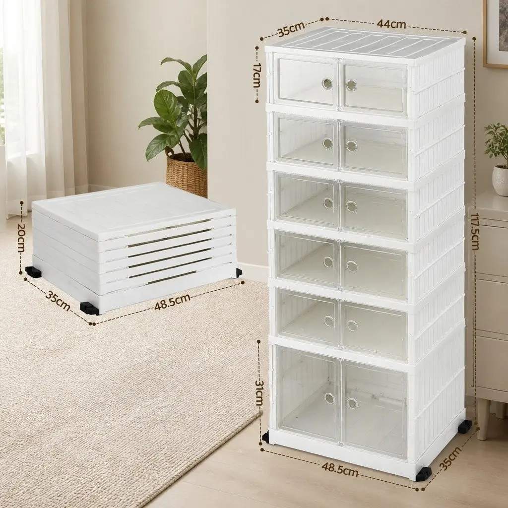 Shoe Storage Box Foldable 6 Tier Organiser Rack White Entryway