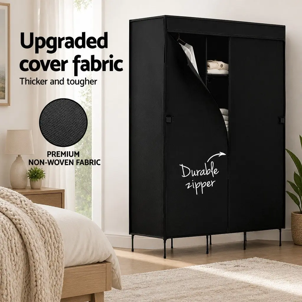 Large Portable Clothes Closet Wardrobe Storage Organizer 124x42x173cm Black