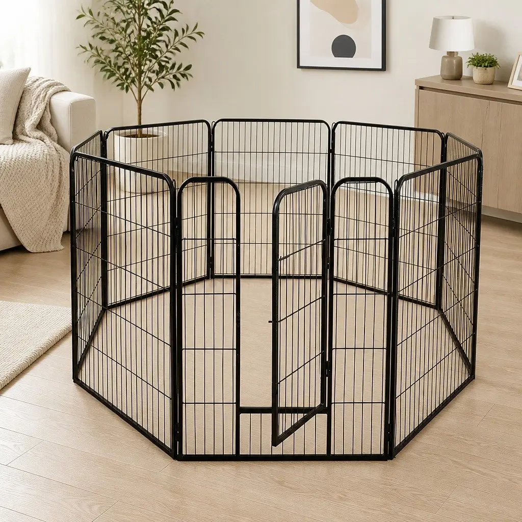 8 Panel Pet Dog Playpen Portable Foldable Enclosure 24 Inch Black