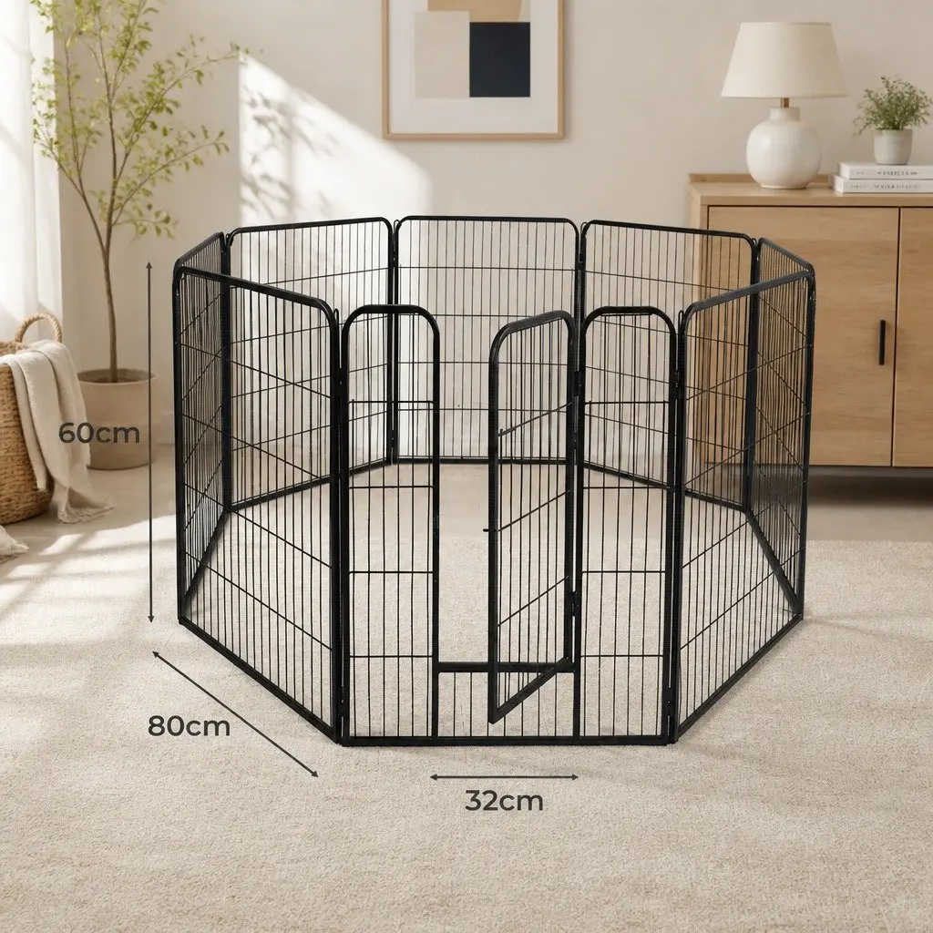 8 Panel Pet Dog Playpen Portable Foldable Enclosure 24 Inch Black