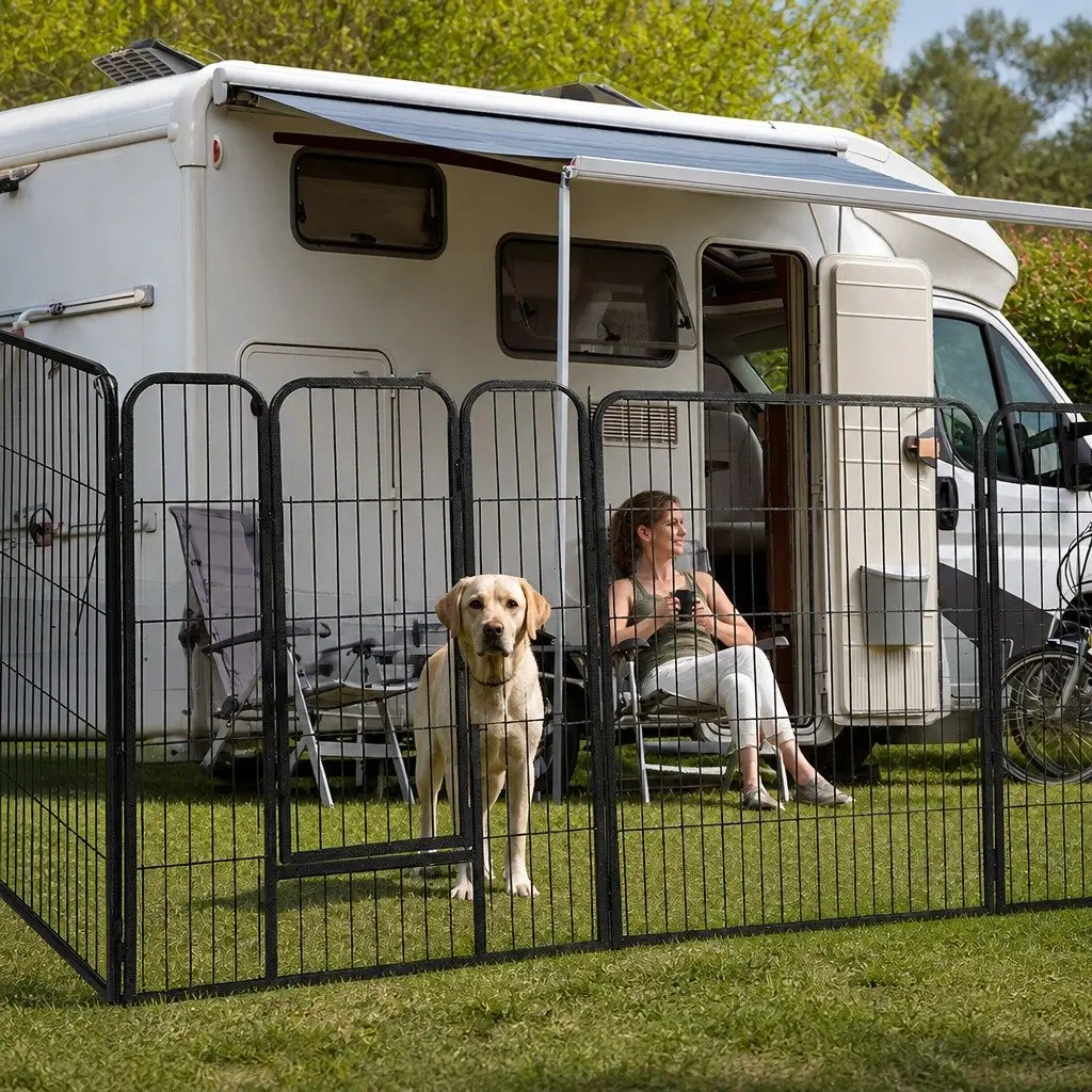 8 Panel Pet Dog Playpen Portable Foldable Enclosure 24 Inch Black
