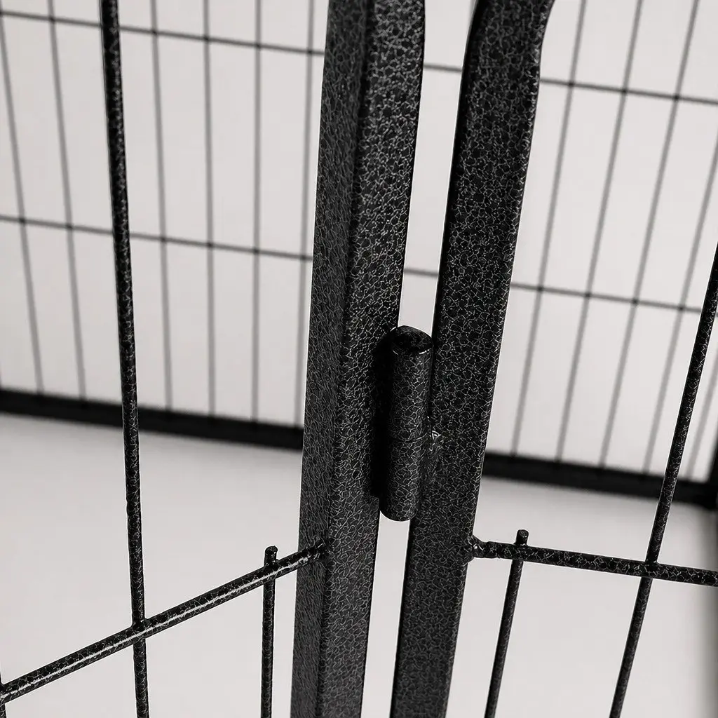 8 Panel Pet Playpen Dog Exercise Pen Portable Foldable Black White