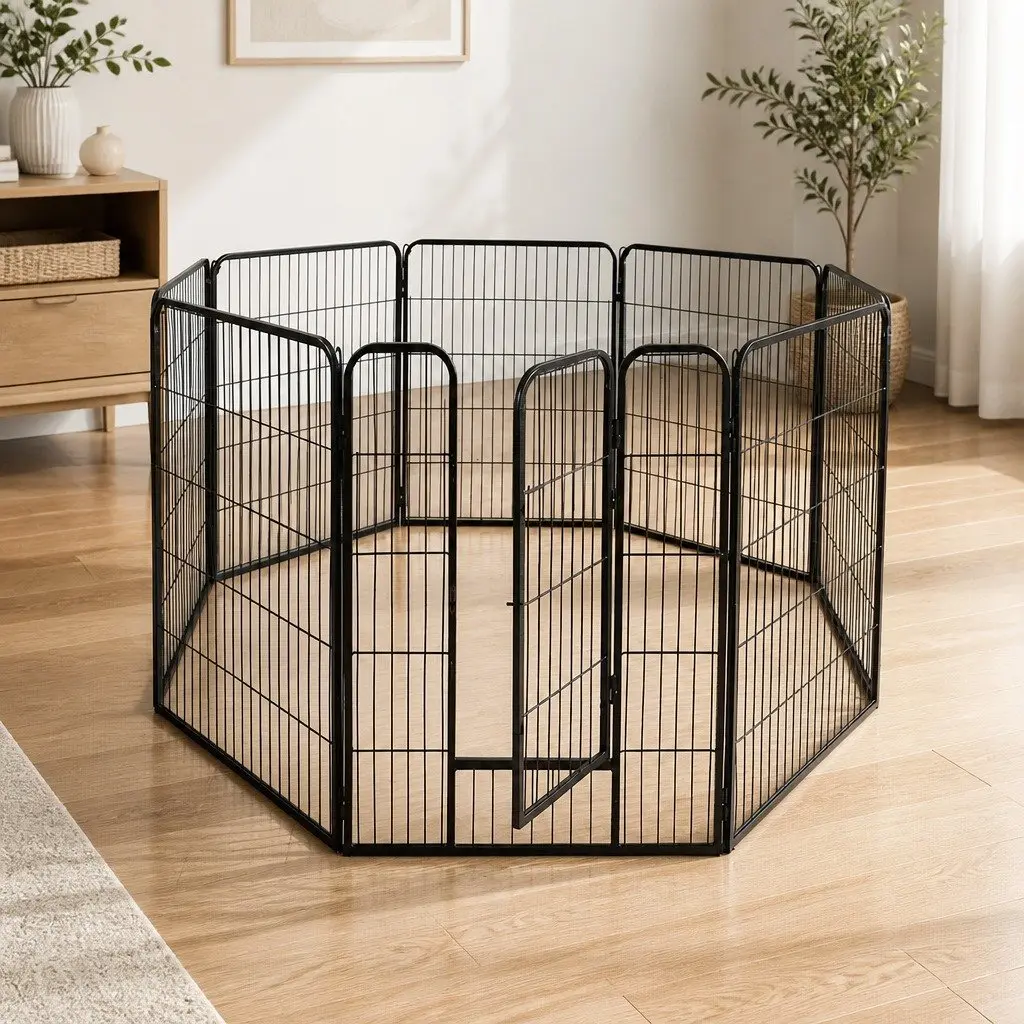 8 Panel Pet Dog Playpen Exercise Pen Portable Foldable Black