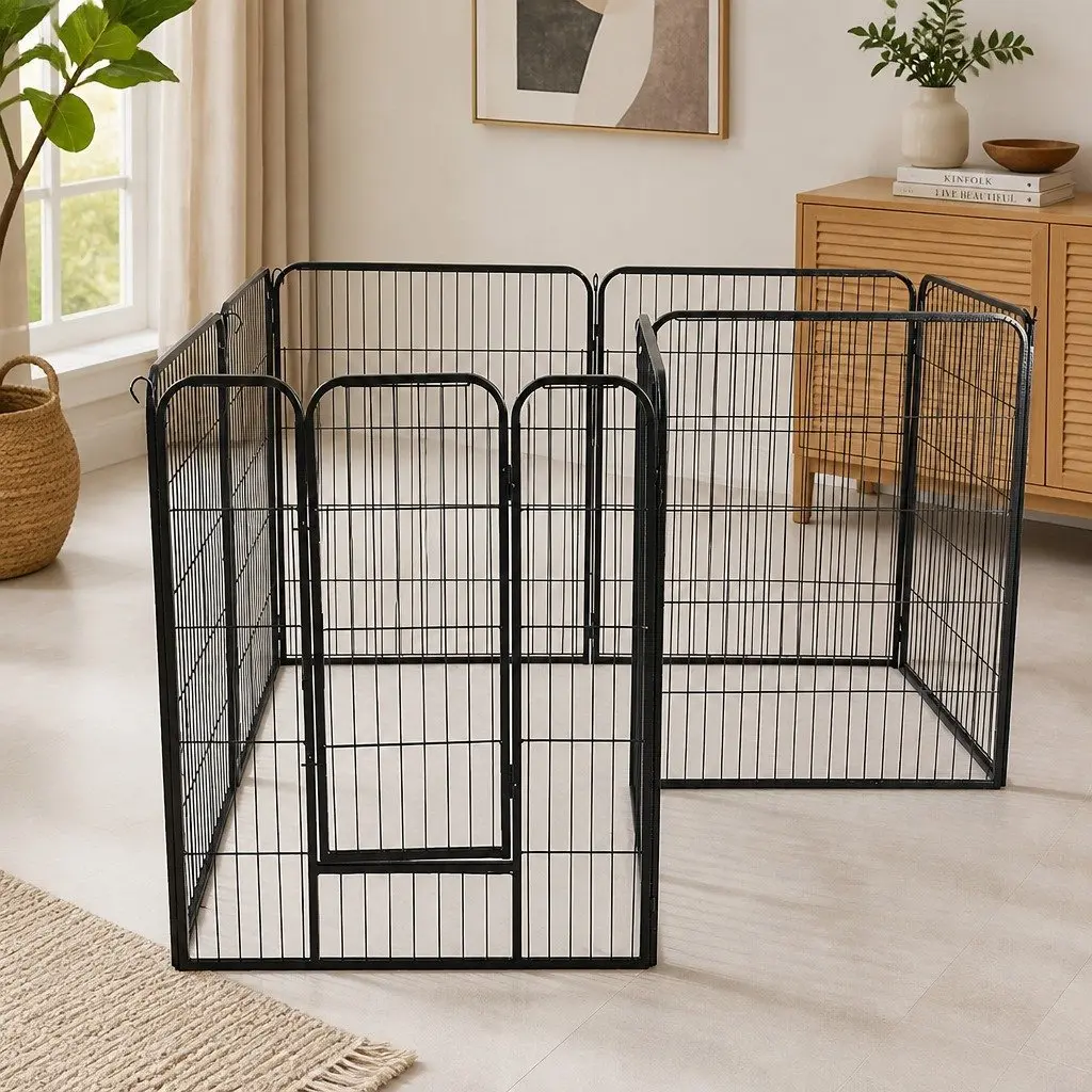 8 Panel Pet Dog Playpen Exercise Pen Portable Foldable Black