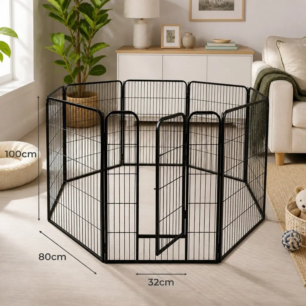 8 Panel Pet Dog Playpen Exercise Pen Portable Foldable Black