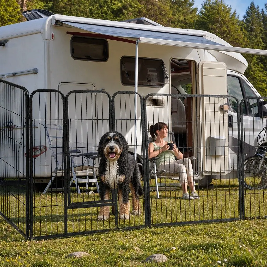 8 Panel Pet Dog Playpen Exercise Pen Portable Foldable Black