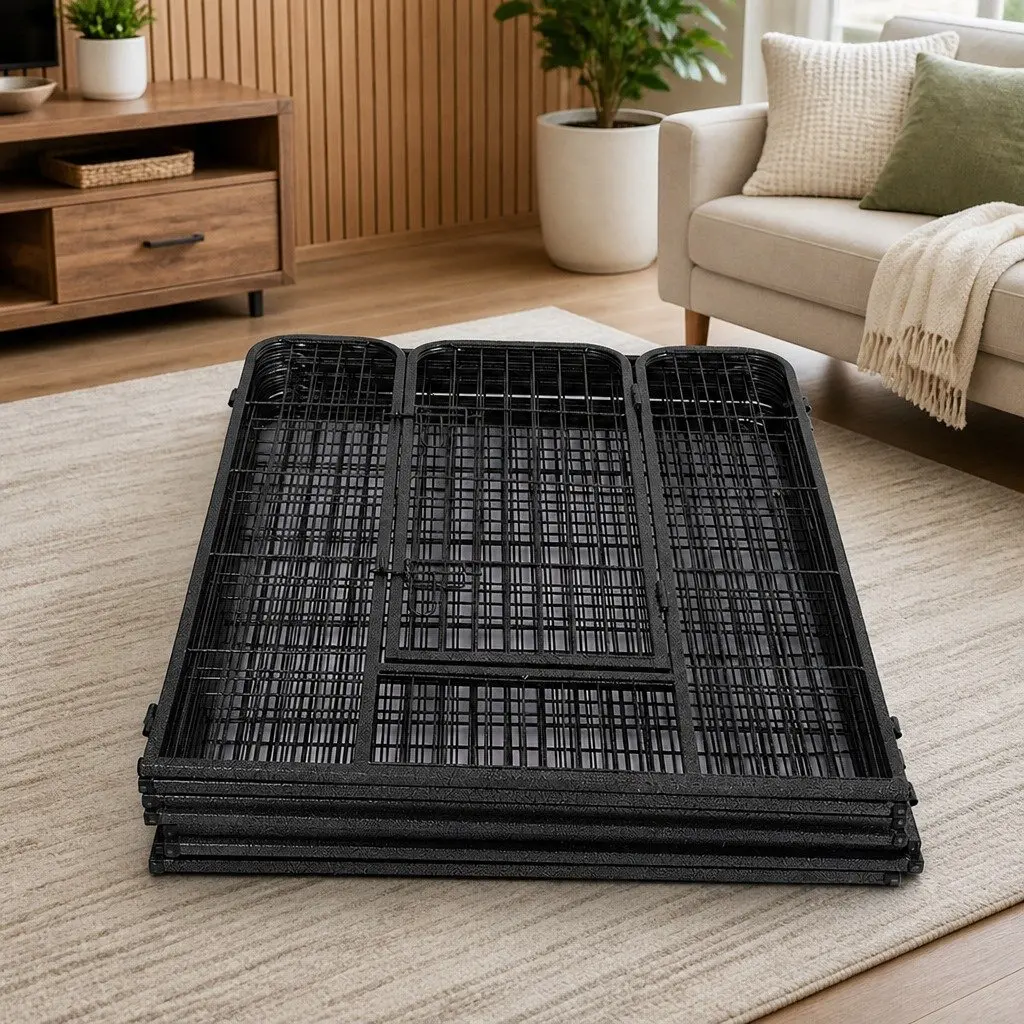 8 Panel Pet Playpen Dog Exercise Pen Portable Foldable Enclosure Black or White 80cm Wide 60cm 80cm 100cm 120cm High