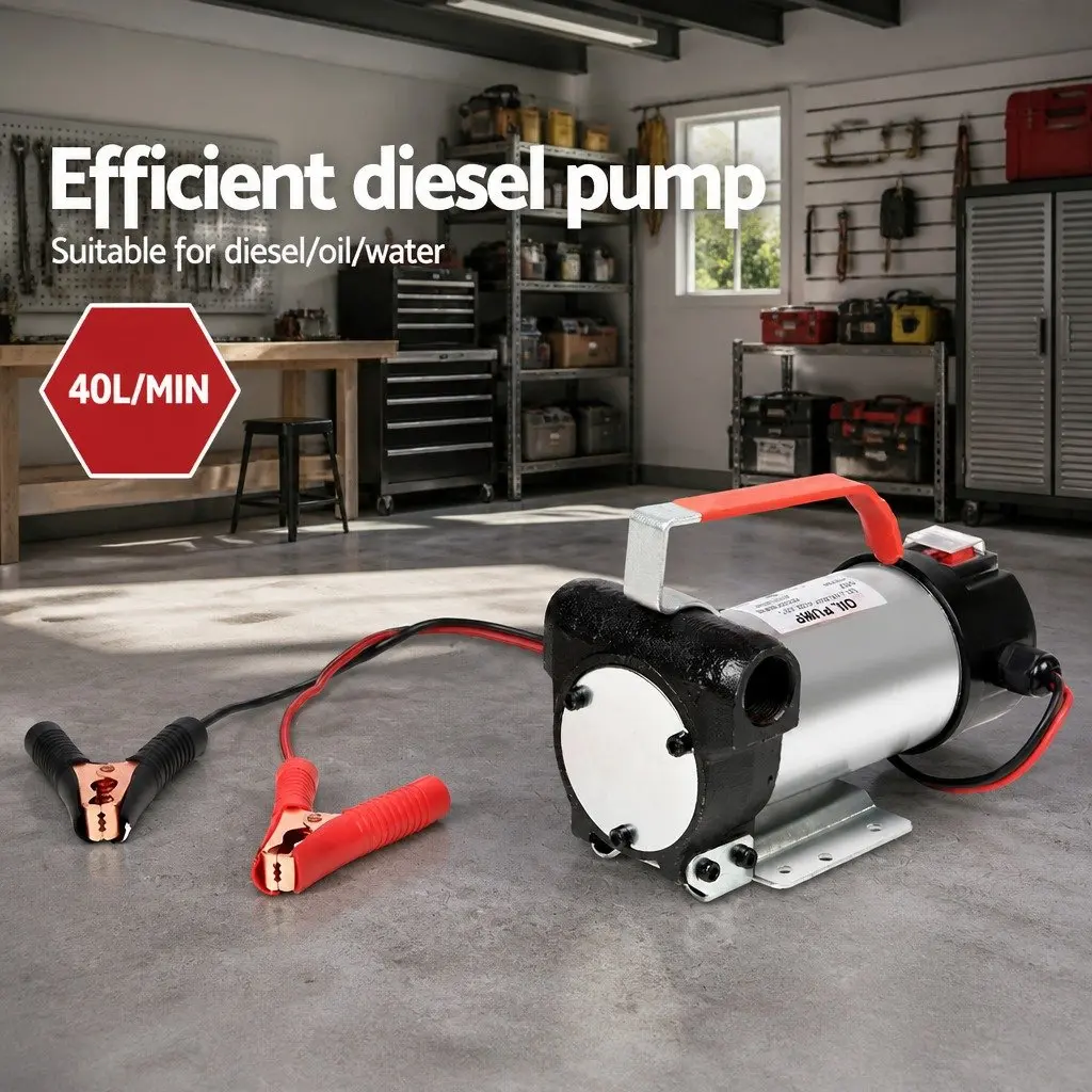 12V Diesel Oil Transfer Pump Electric Fuel Extractor 40L/Min Silver