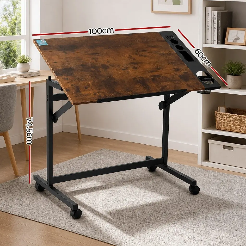 Adjustable Drafting Table Drawing Desk MDF Tabletop Removable Tray Workspace