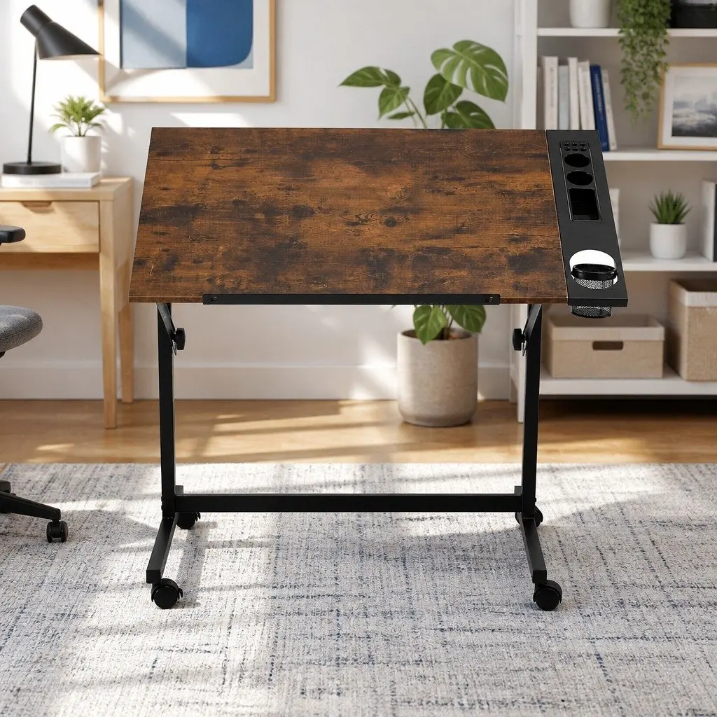Adjustable Drafting Table Drawing Desk MDF Tabletop Removable Tray Workspace