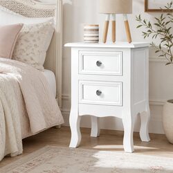 Reliable White Bedside Table with Spacious Storage