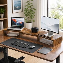 Value-Driven Dual Monitor Stand Riser with Storage