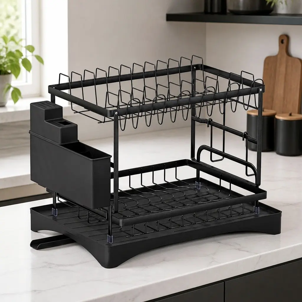2 Tier Dish Rack with Cutlery Holder