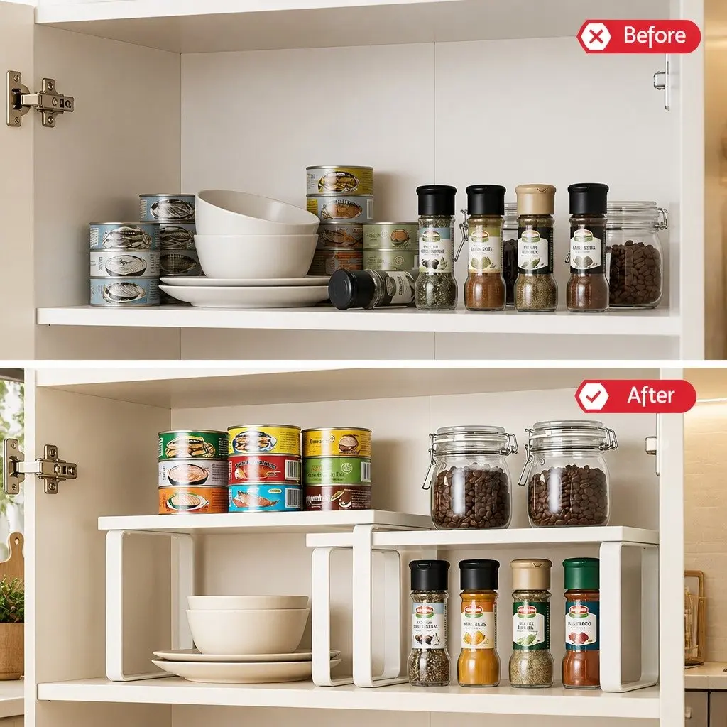 Kitchen Storage Shelves Rack Organiser Set of 2 White
